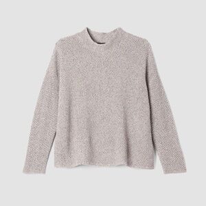 Eileen Fisher Silk Noil Funnel Neck Top - Ash - XL